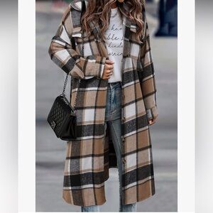 Long plaid shacket